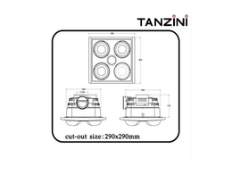 Tanzini Bathroom Heater Fan Light 3 IN 1 (4 Lamps) (Free shipping DOES NOT apply) - Galaxy Lighting NZ