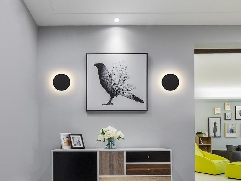 Simply Black Round LED Wall Light W108-B-13cm - Galaxy Lighting NZ