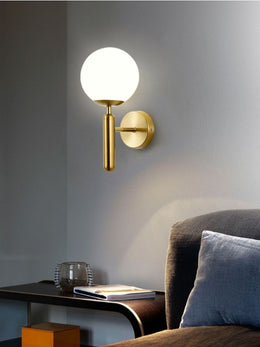 Matt Gold Modern Wall light Global Glass with Golden Frame W129 - Galaxy Lighting NZ