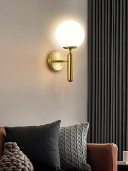 Matt Gold Modern Wall light Global Glass with Golden Frame W129 - Galaxy Lighting NZ