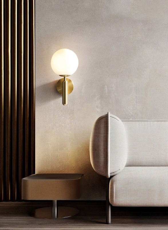 Matt Gold Modern Wall light Global Glass with Golden Frame W129 - Galaxy Lighting NZ