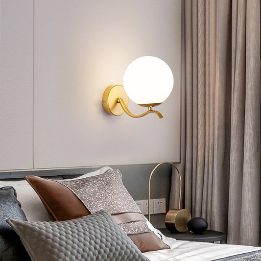 Matt Gold Modern Wall light Global Glass with Golden Frame W133 - Galaxy Lighting NZ