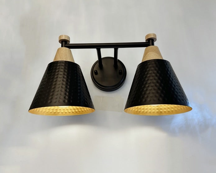 Two Heads Black Lampshades Wall Light W140 - Galaxy Lighting NZ