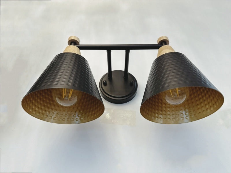 Two Heads Black Lampshades Wall Light W140 - Galaxy Lighting NZ