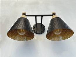 Two Heads Black Lampshades Wall Light W140 - Galaxy Lighting NZ