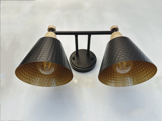 Two Heads Black Lampshades Wall Light W140 - Galaxy Lighting NZ