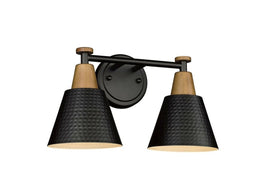 Two Heads Black Lampshades Wall Light W140 - Galaxy Lighting NZ