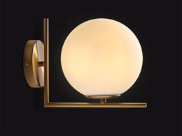 Matt Gold Modern Wall light Global Glass with Golden Frame W149 - Galaxy Lighting NZ