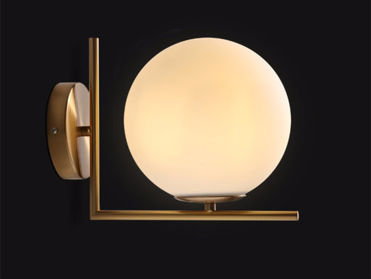 Matt Gold Modern Wall light Global Glass with Golden Frame W149 - Galaxy Lighting NZ