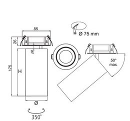 9W-White Recessed Spot Light R-TLED301 - Galaxy Lighting NZ