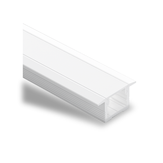 LE2513 Deep Recessed Aluminium Profile with Flange, 2.5m - White