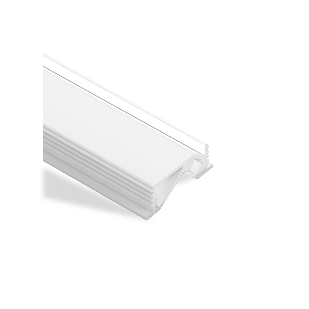 LE2409 Recessed Aluminium Profile with Flange, 2.5m - White
