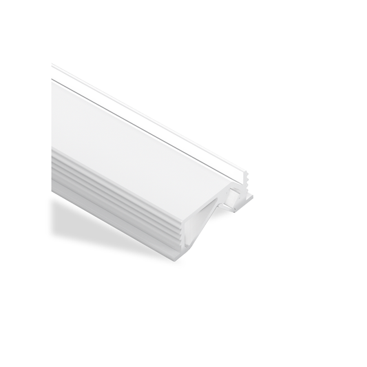 LE2409 Recessed Aluminium Profile with Flange, 2.5m - White