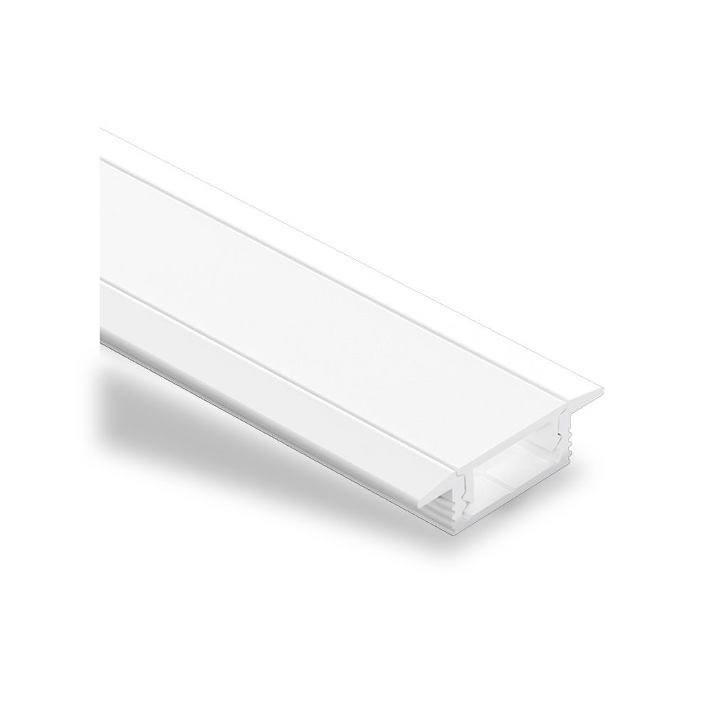LE2507 Recessed Aluminium Profile with Flange, 2.5m - White