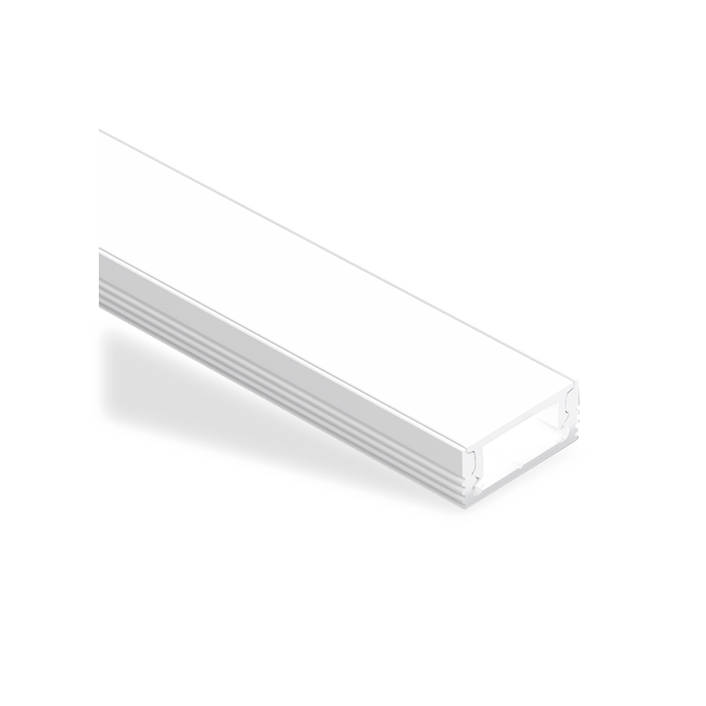 LS1607 Shallow Surface Aluminium Profile, 2.5m - White