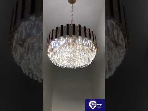 Luxury Crystal Pendant Light, Black with Gold Frame P310-60cm
