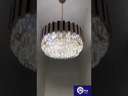 Luxury Crystal Pendant Light, Black with Gold Frame P310-60cm