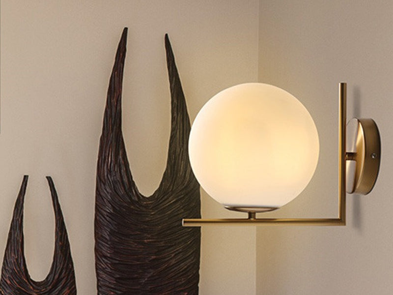 Matt Gold Modern Wall light Global Glass with Golden Frame W149 - Galaxy Lighting NZ