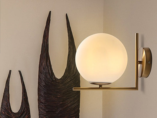Matt Gold Modern Wall light Global Glass with Golden Frame W149 - Galaxy Lighting NZ