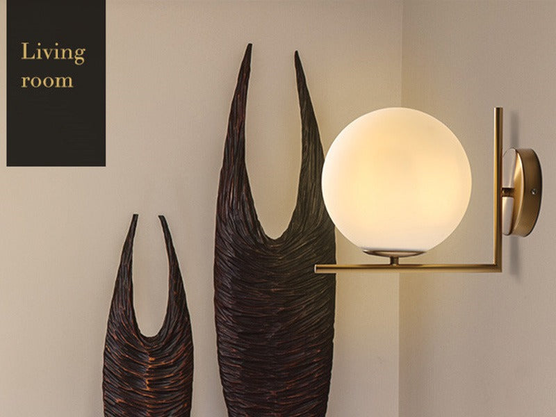 Matt Gold Modern Wall light Global Glass with Golden Frame W149 - Galaxy Lighting NZ