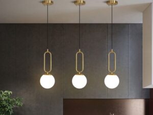 Gold Metal With Frosted Glass Modern Kitchen/Bedside Pendant Light | Galaxylighting